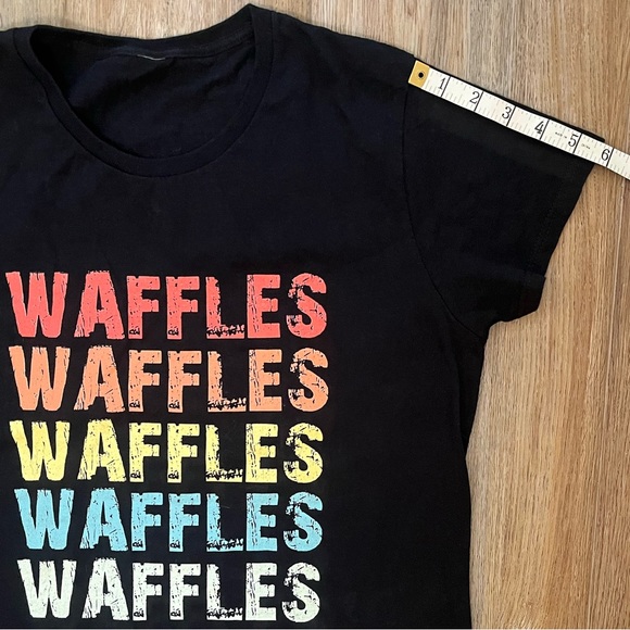 Black Short Sleeve Waffles T Shirt, Female Fit, runs a little small - Picture 5 of 5